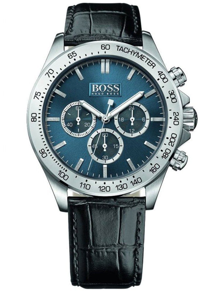 Hugo Boss 1513176 Cadran Bleu Cuir Noir