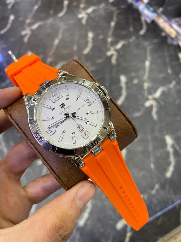 Tommy Hilfiger Cadran Blanc Silicone Orange